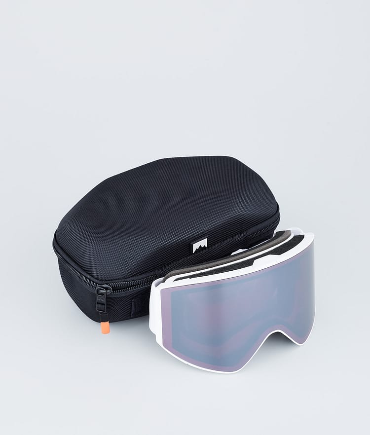 Ski Goggles White W/White Black Mirror